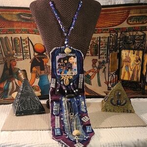 Handcrafted ARTIST Prince Denim Velvet Fabric Junktie Necklace